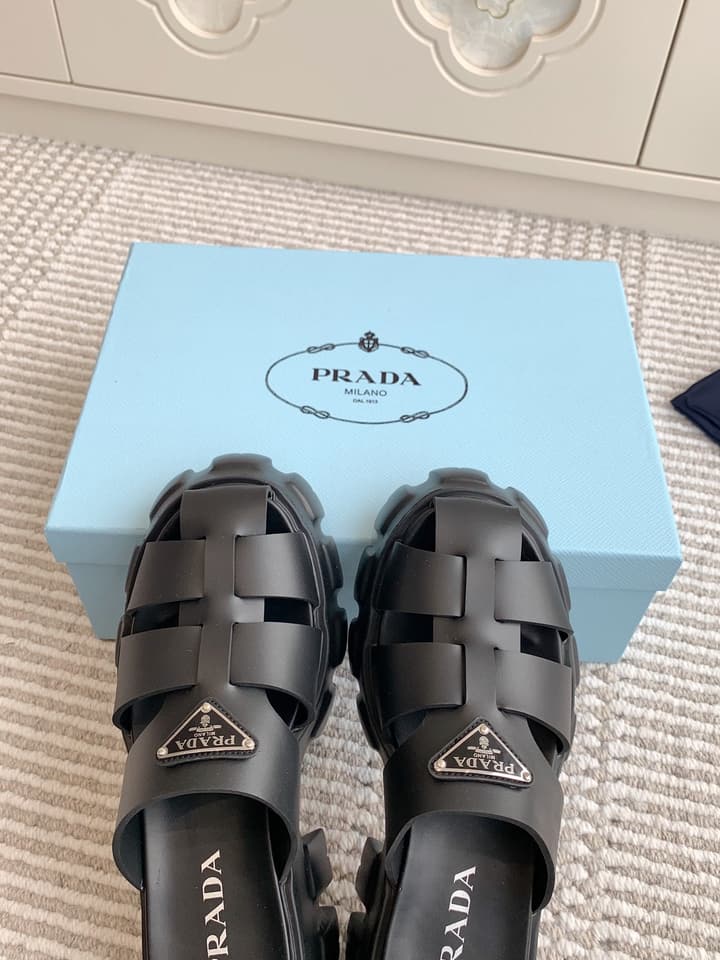 Prada Monolith Rubber Platform Mules in Black