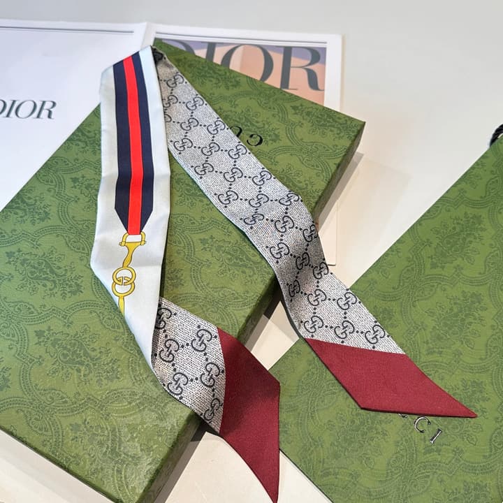 Gucci GG Logo Twilly Silk Scarf