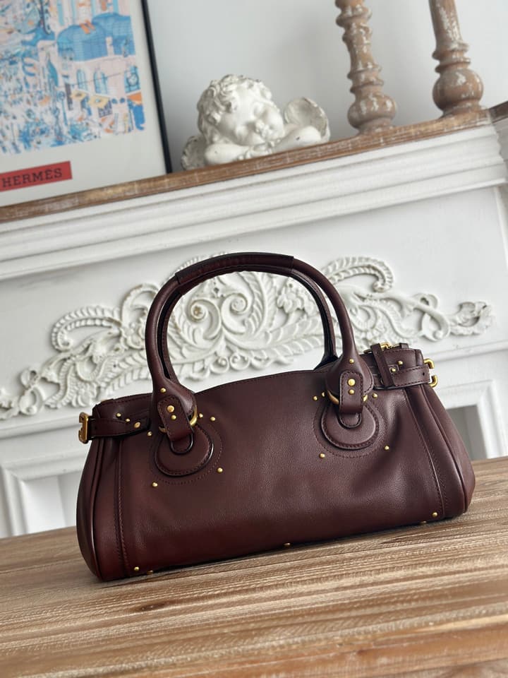 Chloé Paddington Padlock Satchel in Burgundy Leather