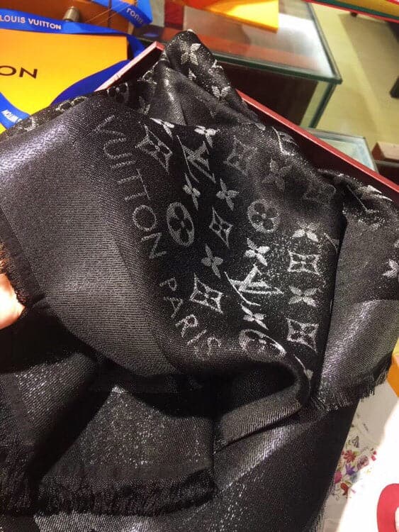 Louis Vuitton Monogram Silk Wool Shawl in Beige