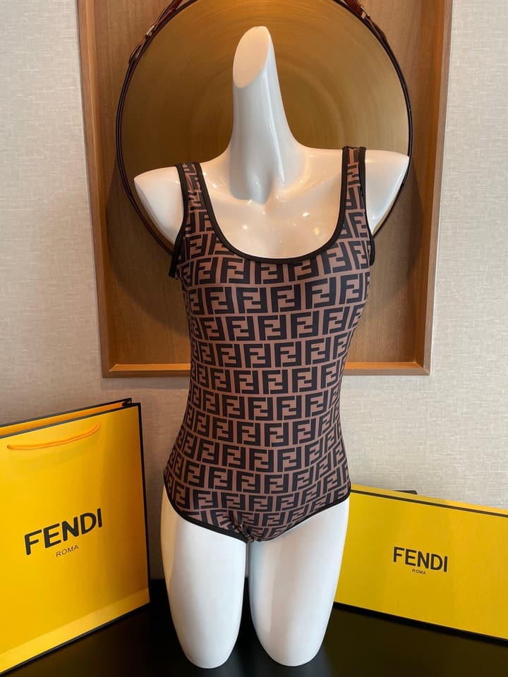 Fendi Versatile Backless One-Piece Swimsuit in Black Halter Plunge