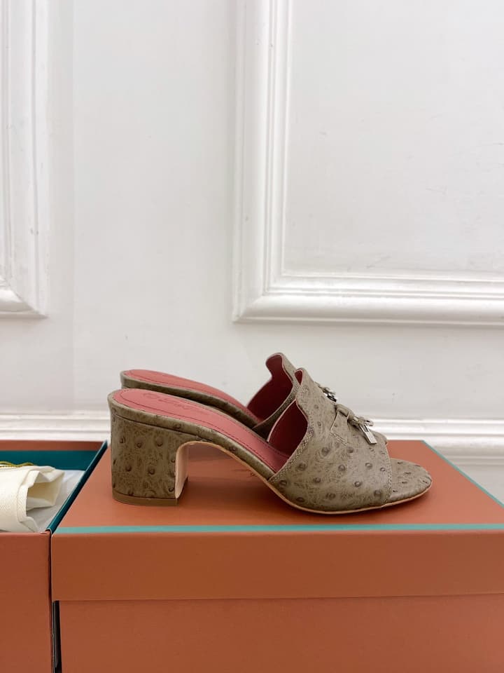 Loro Piana Summer Charms Ostrich Mules – 2025 Spring/Summer Collection in Black