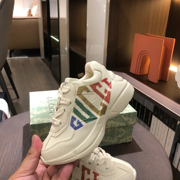 Gucci Children's Dad Sneakers – Kids Collection in Cream With Cartoon Graphic