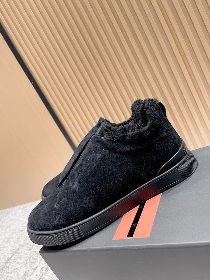 Zegna Triple Stitch Low-Top Casual Shoes – 2025SS in Black Leather