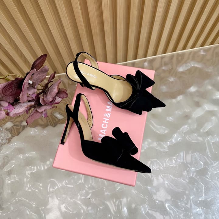 MACH & MACH Bingbing Bow High Heels – 2025 – 25SS in Black Suede With Bow