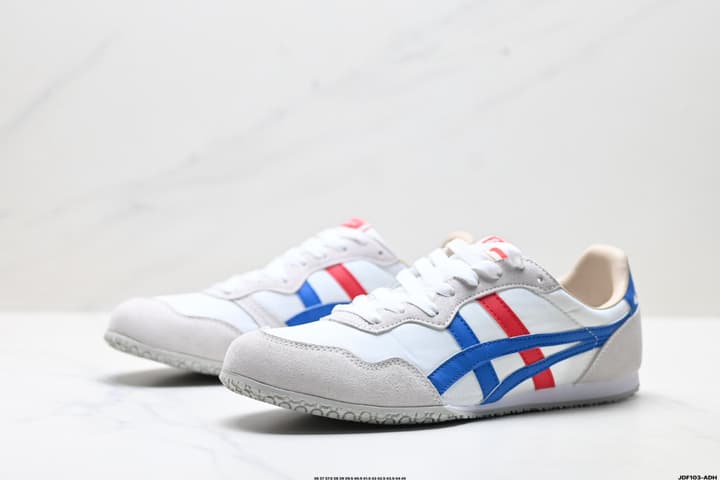 Onitsuka Tiger Serrano Nylon Retro Sneakers in Blue With White Stripes
