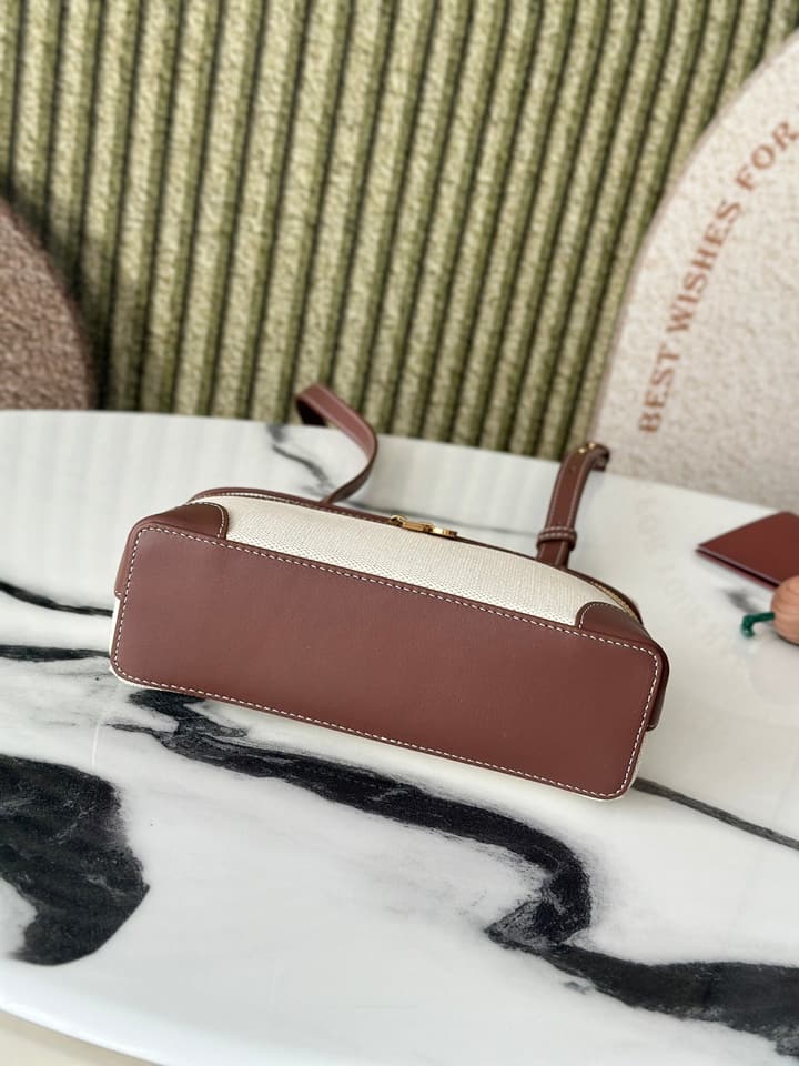 Loro Piana L19 Canvas Crossbody Bag – Spring/Summer Resort Collection in Beige Canvas With Burgundy Trim