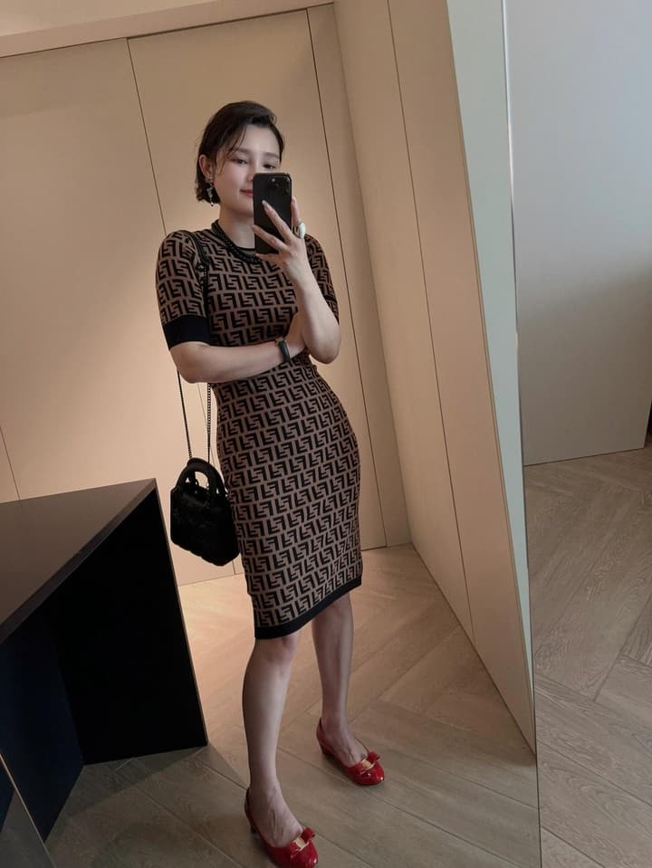 Fendi Double F Monogram Jacquard Knit Dress in Coffee Monogram Knit Dress