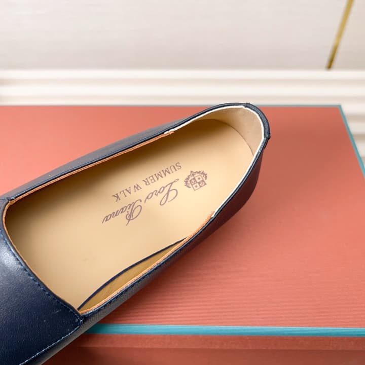 Loro Piana Classic Nappa Moccasins in Dark Blue Loafer Close-up