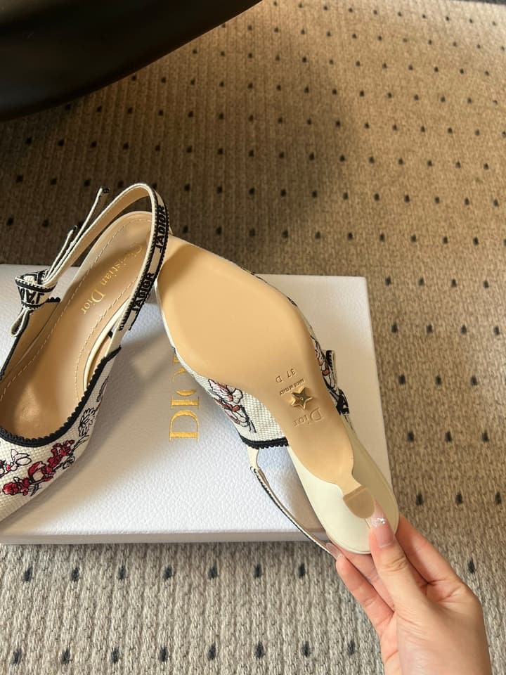 Dior Classic Multi-Color Embroidered Pumps in Black Silver Sparkle
