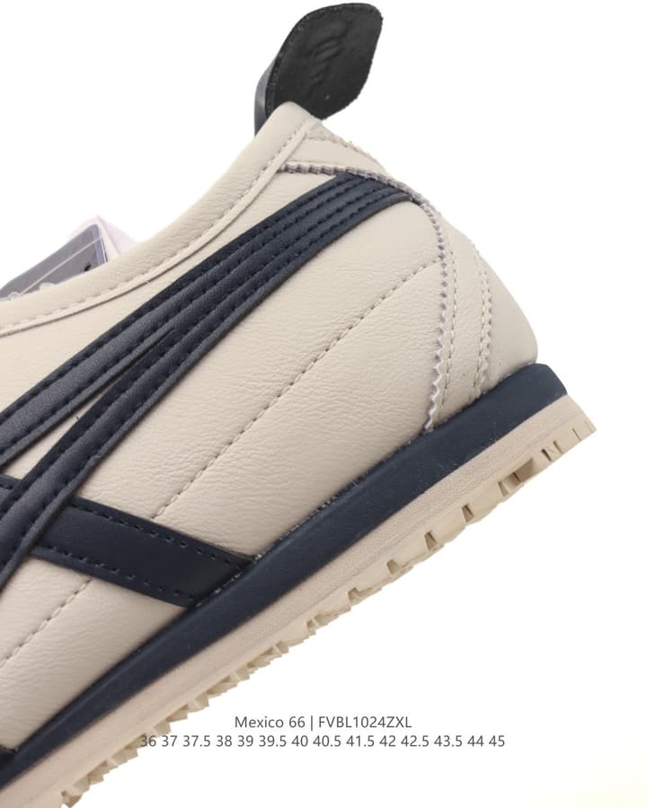 Onitsuka Tiger Mexico 66 Classic Retro Sneakers in Cream With Black Stripes