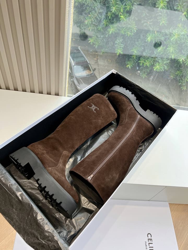 Celine Triomphe Knee-High Boots – 2023 Autumn/Winter Collection in Black