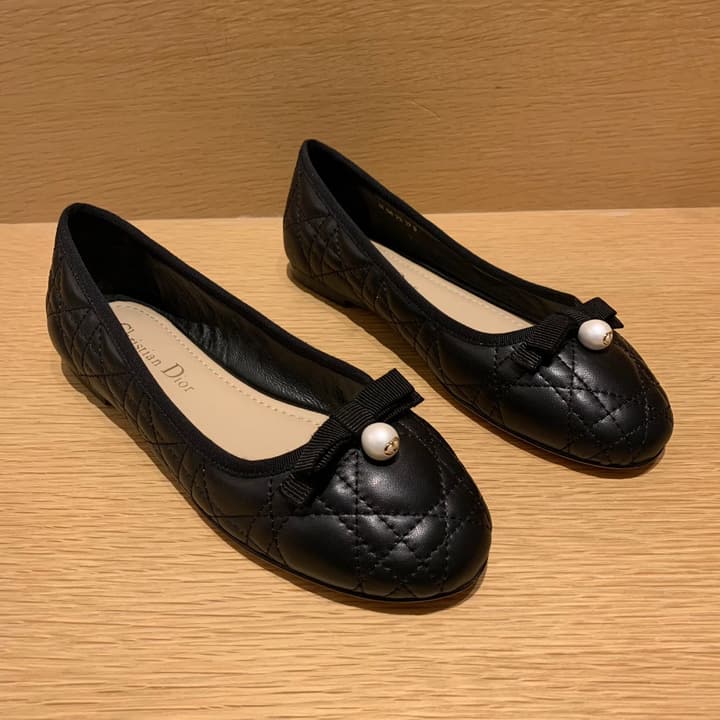 Dior Cannage Quilted Leather Ballerina Flats in Black Quilted Leather