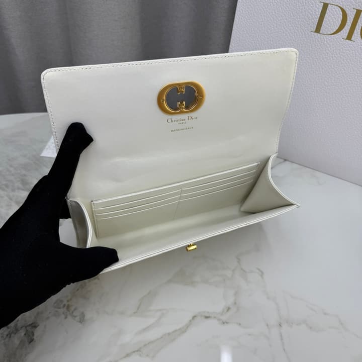Dior Miss Caro Top Handle Clutch Bag – 2025SS in Pearlescent White Quilted