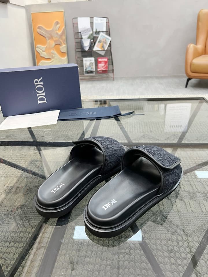 Dior Luxury Slides in Black Textured