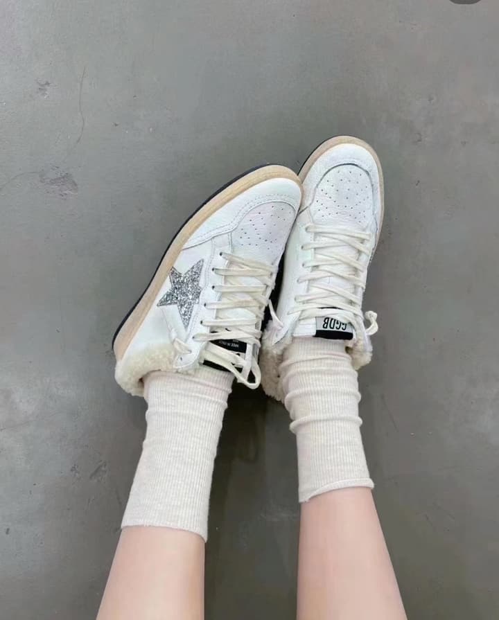 Golden Goose SUPERSTAR Silver Star Wool Mules – 2023FW in Cream Silver Star Mule