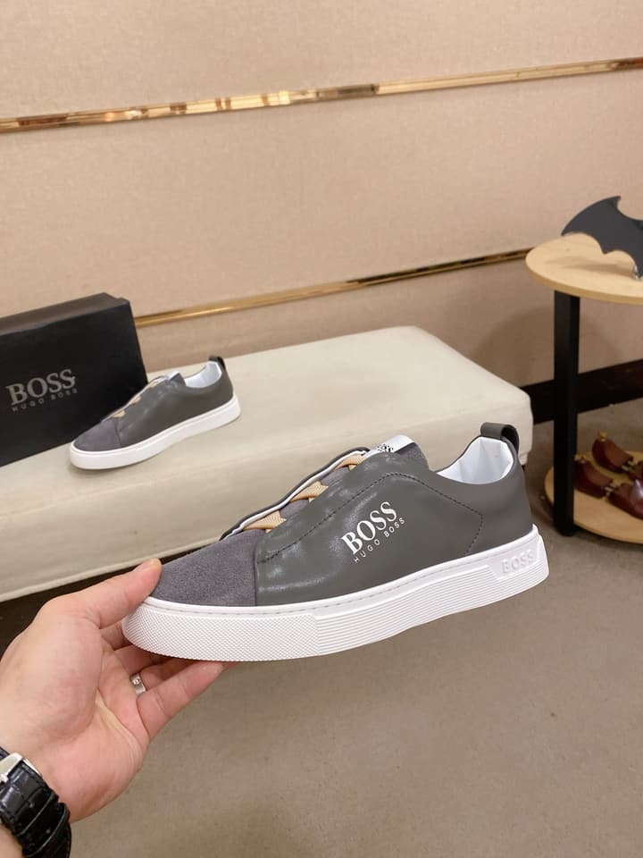 Boss Casual Leather Loafers in Glossy Black Toe