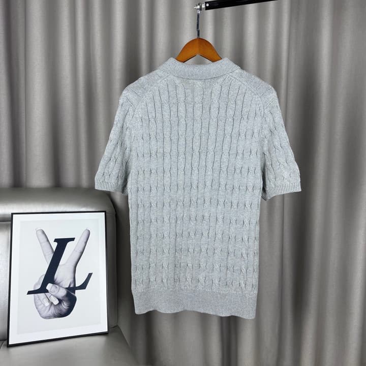 Ralph Lauren Classic Cable Knit Polo Sweater in Black