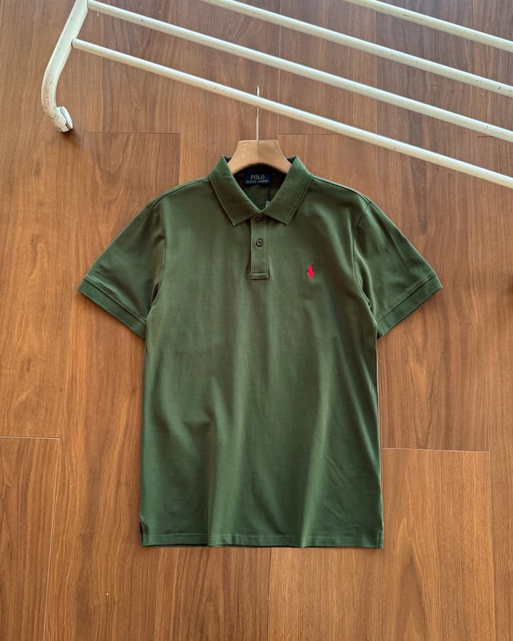 Ralph Lauren Pure Cotton Business Casual Polo Shirt in Army Green