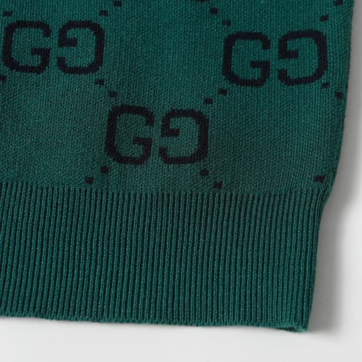Gucci Logo Knit Crewneck Sweater in Green Gradient Logo Knit
