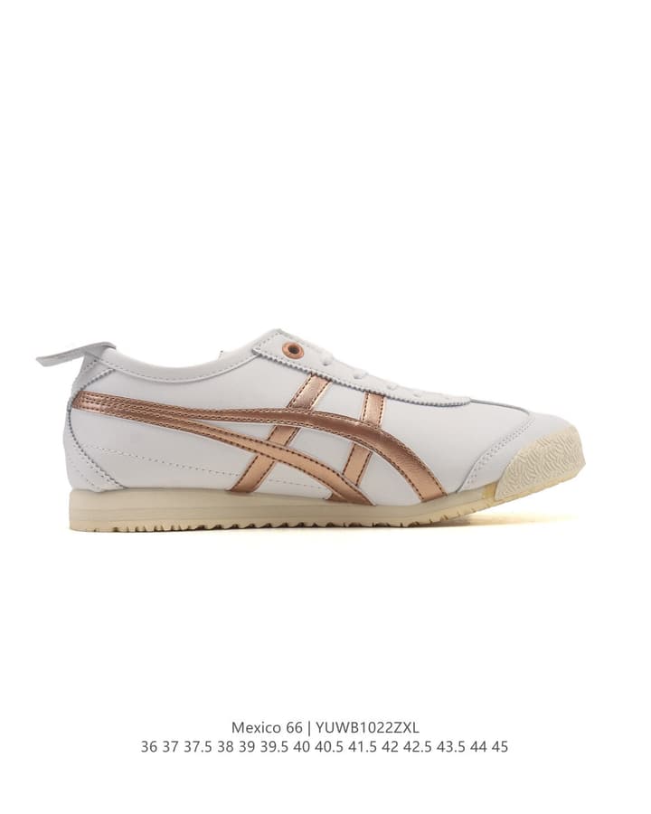 Onitsuka Tiger Mexico 66 Classic Retro Sneakers in Cream With Black Stripes