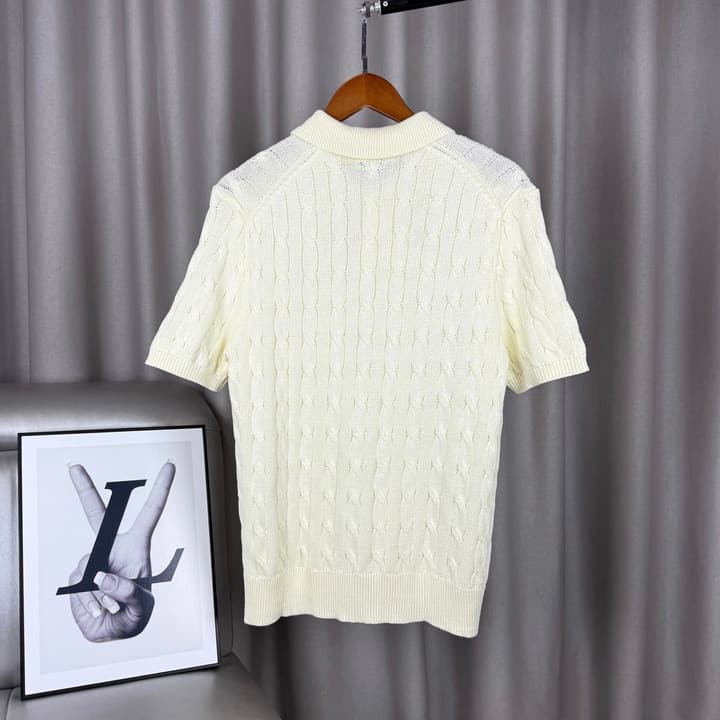 Ralph Lauren Classic Cable Knit Polo Sweater in Black