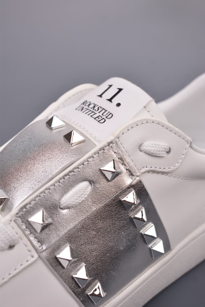 Valentino Rockstud Untitled Rivet Sneakers – 2025 Collection in White With Black Band