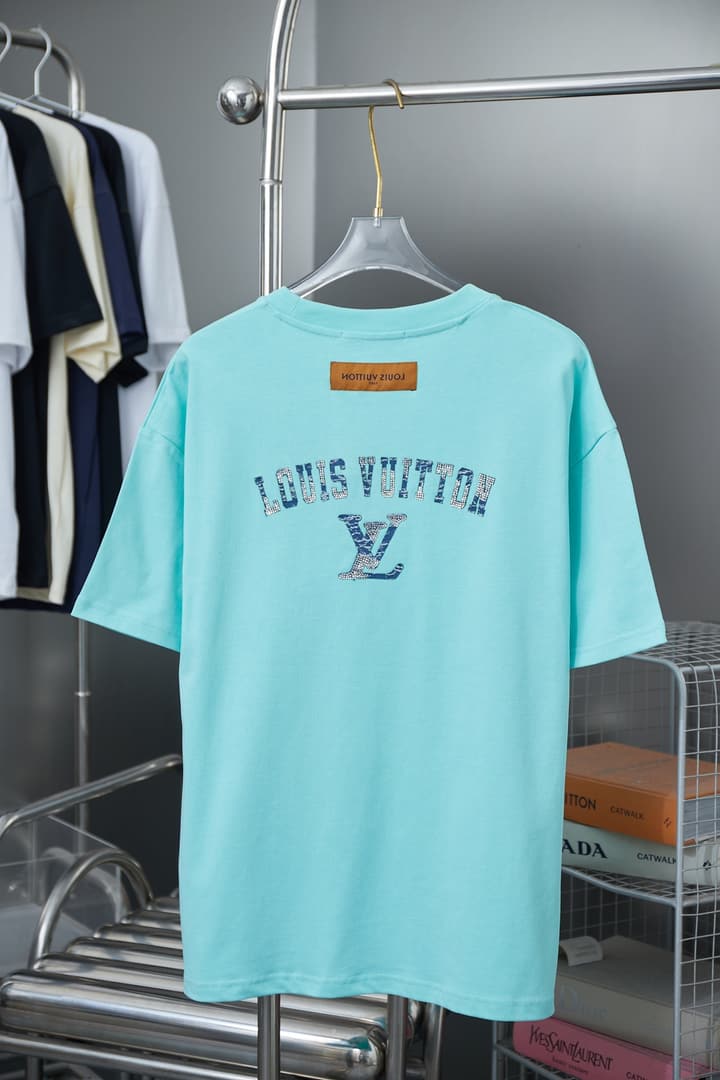 Louis Vuitton Denim Patchwork Rhinestone T-Shirt – 26SS Early Spring Collection in Black