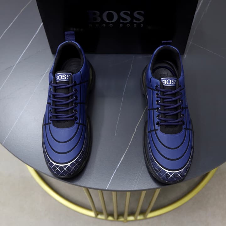 Boss Men's Knit Casual Sneakers in Indigo Wavy