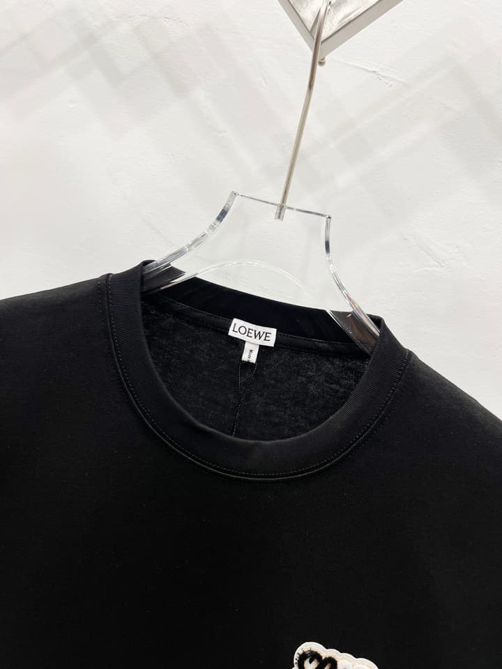Loewe Classic Minimalist Logo Embroidered T-Shirt in Classic Black
