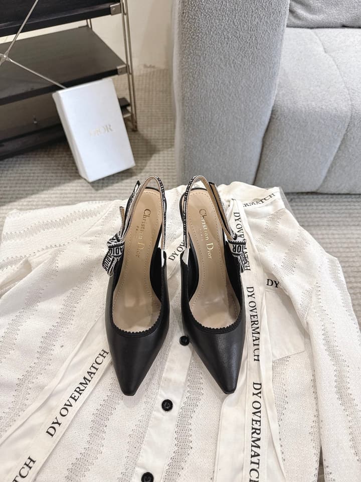 Dior J'Adior Patent Leather Kitten Heel Sandals in Classic Black Smooth Leather