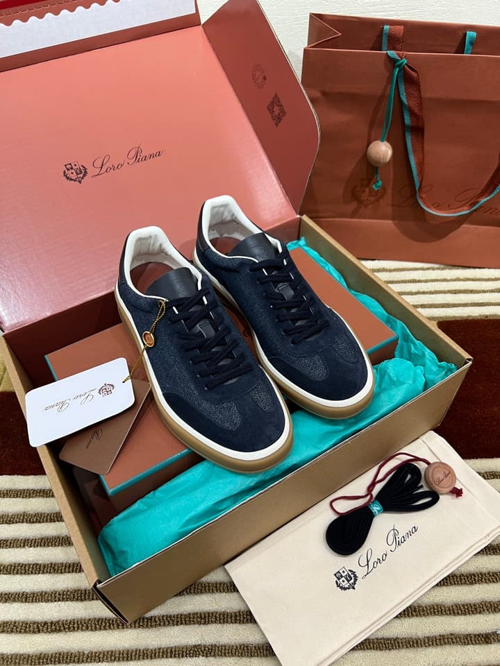 Loro Piana LP Tennis Walk Unisex Sneakers in Black Leather