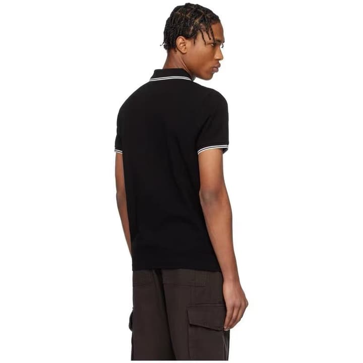 Moncler Classic Logo Cotton Piqué Polo Shirt in Classic Black