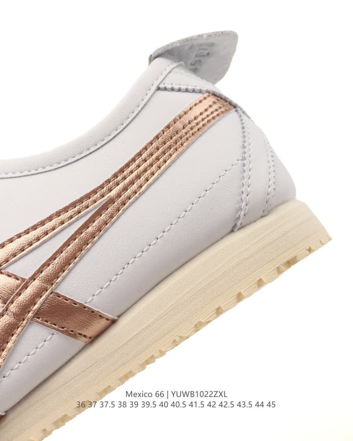 Onitsuka Tiger Mexico 66 Classic Retro Sneakers in Cream With Black Stripes