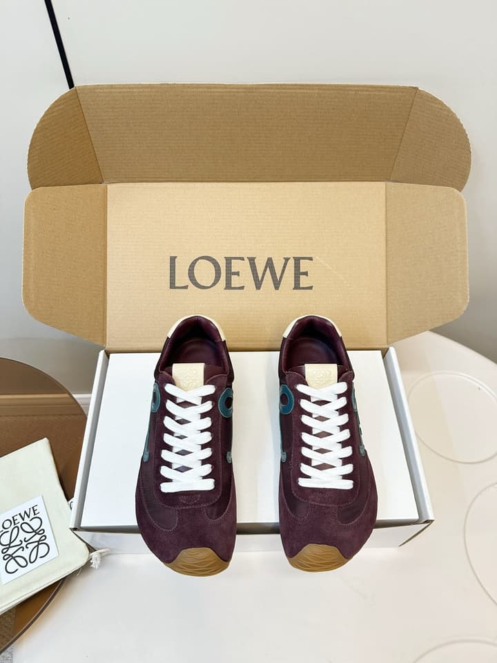 Loewe Ballet Runner 2.0 Burgundy Sneakers in Wine Red Suede