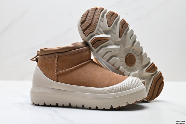 UGG Tasman Weather Hybrid Mid-Top Snow Boots in Tan Suede With Beige Sole