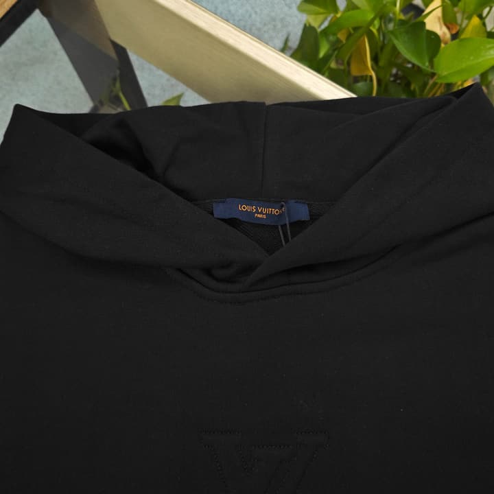 Louis Vuitton Embroidered Patch Logo Hoodie – 2025FW in Classic Black