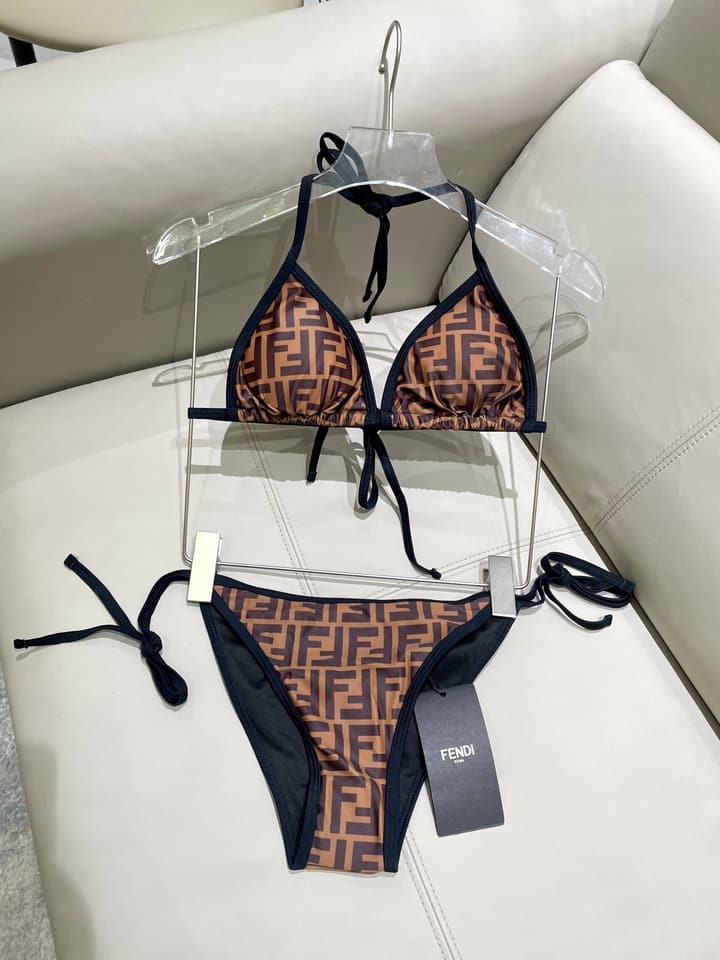 Fendi One-Piece Swimsuit in Brown Ff Monogram Set