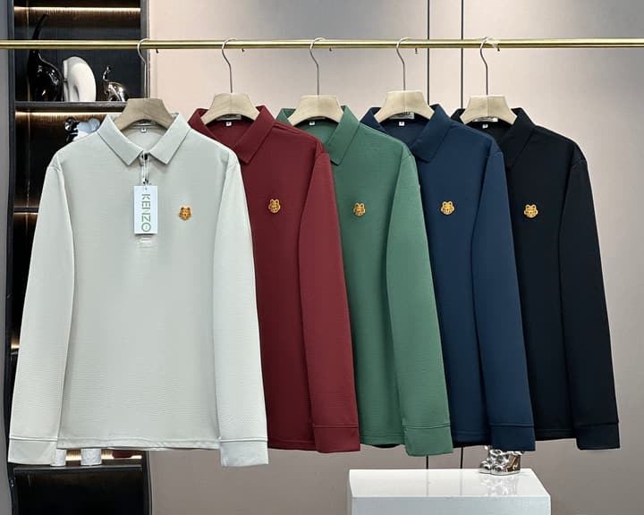 Kenzo Tiger Head Long Sleeve Polo Shirt – 2024SS – 2025 Collection in Green