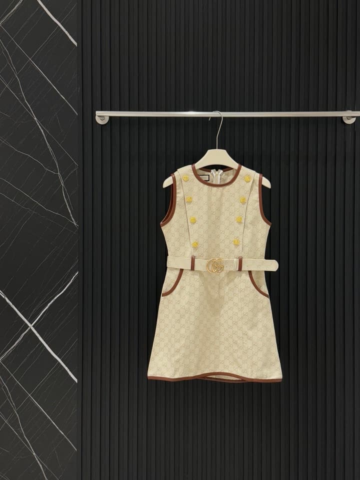 Gucci GG Retro Monogram Sleeveless Dress – Spring/Summer Collection in Apricot