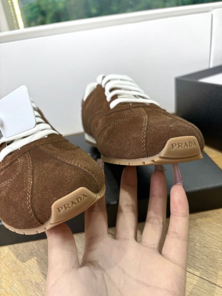 Prada FW25 German Training Shoes in Dark Brown Suede