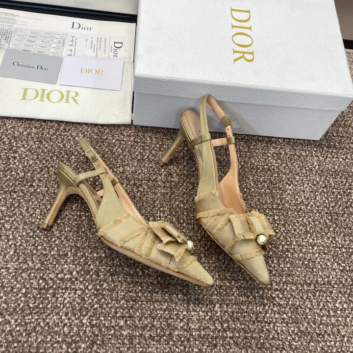 Dior J'Adior Adiorble Tassel Bow Pearl Heeled Sandals – 2024 Spring/Summer Collection in Black Velvet Front