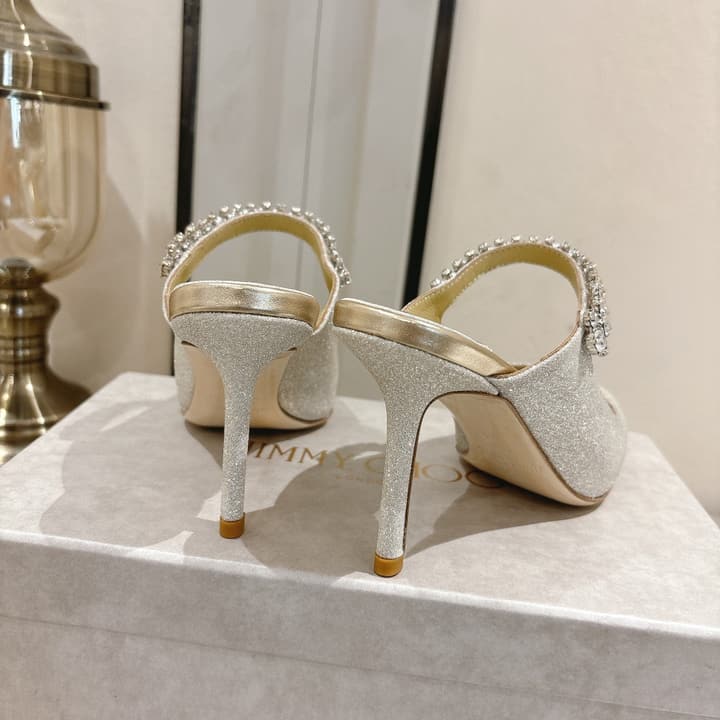 Jimmy Choo Ice Silver Glitter Pointed-Toe Pumps in Ice Silver Glitter