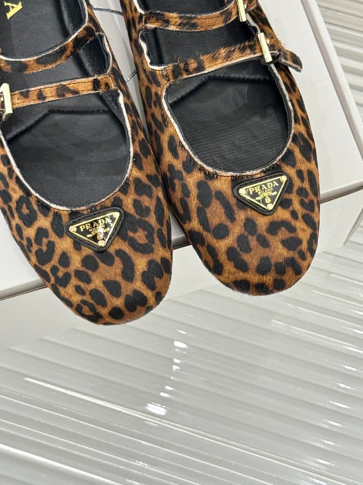 Prada Classic Mary Jane Flats in Leopard Print
