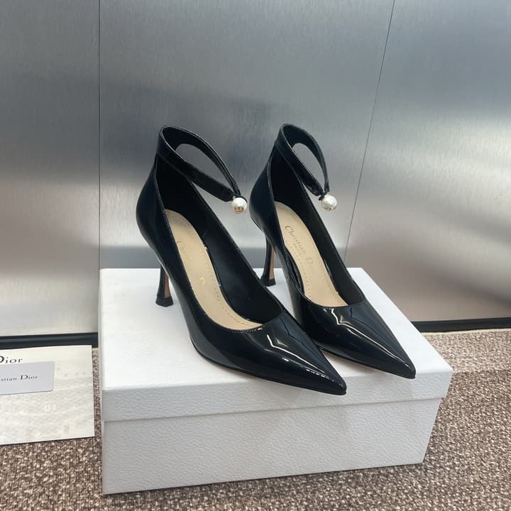 Dior J'ADIOR Jolie Pearl Pointed-Toe Pumps – 2024 Spring/Summer Collection in Glossy Black