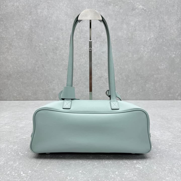 Balenciaga Carrie Leather Bowling Bag – Small in Mint Green