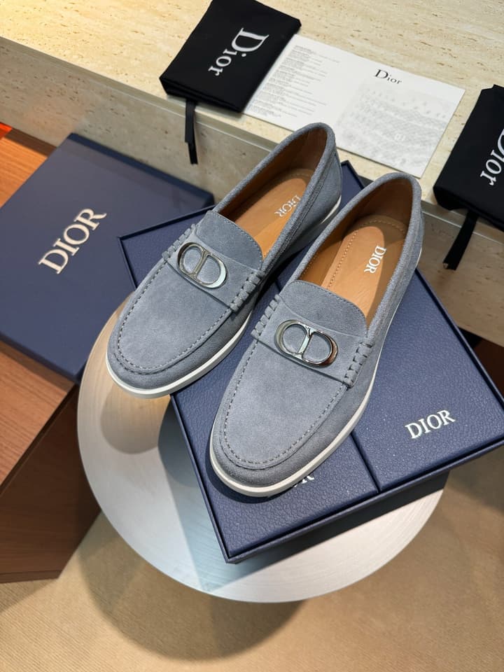 Dior Granville Men's Lace-Up Casual Shoes in Dark Blue Suede