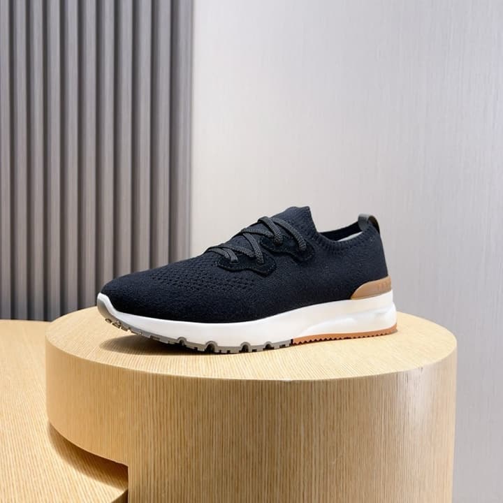Brunello Cucinelli Men's Flyknit Sneakers – New Collection in Black Smooth