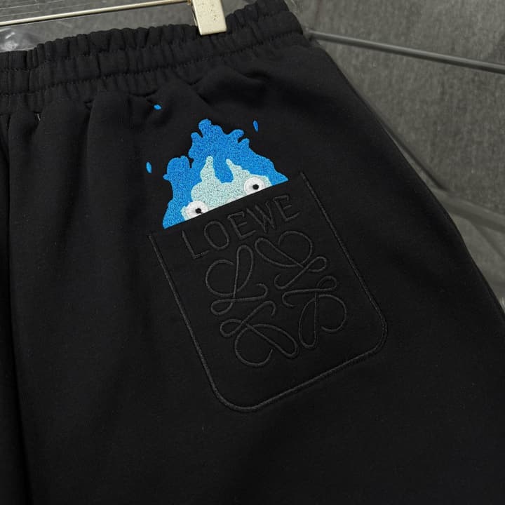 Loewe Classic Element Print Shorts – Spring/Summer Collection in Black With Blue Text