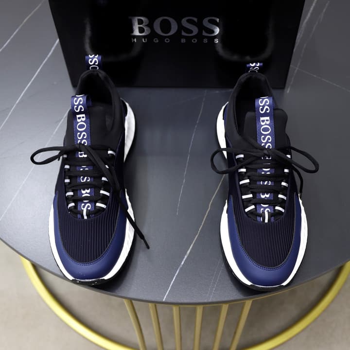 Boss Men's Knit Sneakers in Black Laced